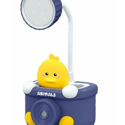 Crackles Cute Animal Table Lamp Rechargeable Desk Lamp with Pen Holder & Sharpener Study Desk Light for Study Room Home  Office ( Color & Print May Vary) image 3