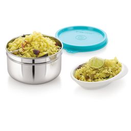 Steel Lock Flex Stainless Steel Container/Dabba with Lid Airtight for Food Storage, Easy to Carry, Leak Proof and Stackable (SL-21/200 ml) Turquoise. image 4