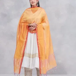 Fabindia Striped Cotton Silk Dupatta-picture-34
