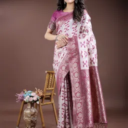 DIVASTRI Woven Design Zari Linen Blend Designer Saree-picture-2