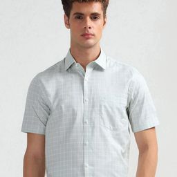 Arrow Men Checked Spread Collar Pure Cotton Formal Shirt-picture-36