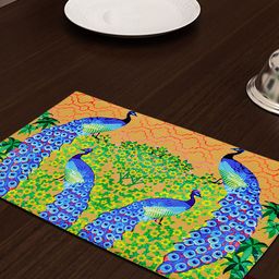 SEJ by Nisha Gupta Green & Blue Set of 6 Printed Table Placemats-17