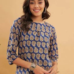 Inweave Blue & Beige Printed Top-image-58