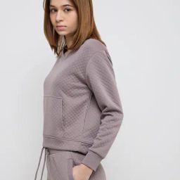 Studiofit by Westside Mauve Quilt Textured Sweatshirt-image-82