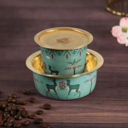 India Circus By Krshna Mehta Multi Brass Printed Coffee Tea Cup Tumbler-image-84