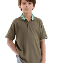 Rare Ones Boys Olive Cotton Jacquard Polo T-Shirt-picture-32
