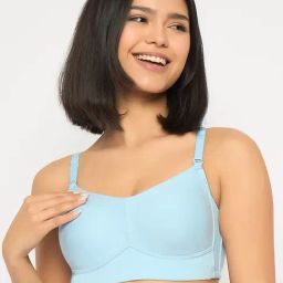 Clovia Blue Cotton Solid T-Shirt Bra-picture-29