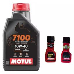 Motul 10W-40 4T Engine Oil with Flush Combo 1 L for 4 Stroke Engine Bike, 7100-image-43