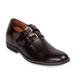 Celby Men's Height Increasing Brown Monk Shoes-image-97