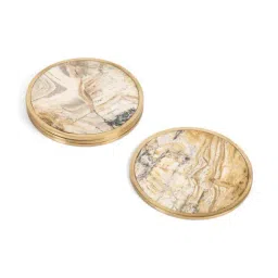 Home4U Audrey Beige Stone Coasters - Set of 4-48