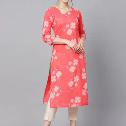 Vaamsi Pink Cotton Printed Straight Kurta-image-66