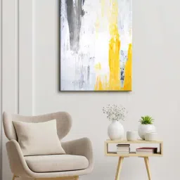 999store Grey & Yellow Abstract Wall Canvas Painting For Living Room-48