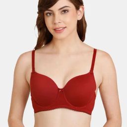 Rosaline by Zivame Red Under-Wired T-Shirt Bra-image-48
