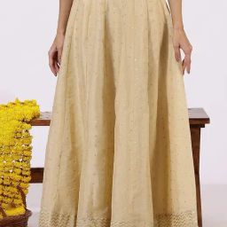 W Gold Polyester Embellished Skirt-image-55