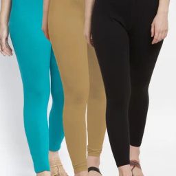 Gracit Black & Skin Mid Rise Leggings - Pack Of 3-image-74