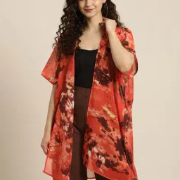 Qurvii Red Printed Shrug-22