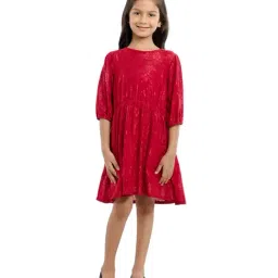 Under Fourteen Only Kids Red Floral Print Dress-image-51