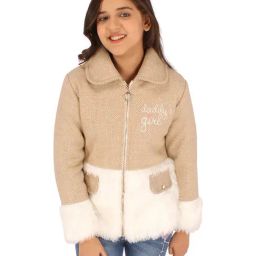 Cutecumber Kids Beige & White Self Design Full Sleeves Jacket-image-38