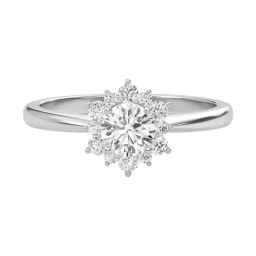 SHINE ETERNAL Lab Grown Diamond 18k (750) White Gold Sunburst Halo Diamond Ring for Women-picture-27