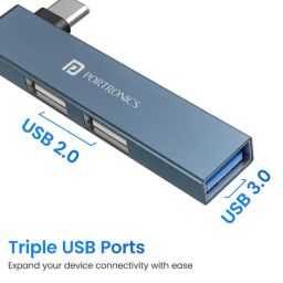 Portronics Grey Mport Mino C High Speed 3-Port Usb image 2
