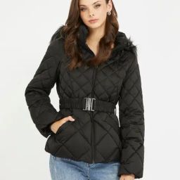 Guess Black Quilted Full Sleeves Jacket-image-38