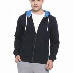 Allen Solly Navy Cotton Regular Fit Hooded Sweatshirt-picture-10