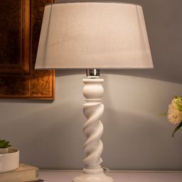 Homesake White Solid Handcrafted Bedside Standard Table Lamp with Shade image 1