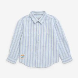 HOP Kids by Westside Blue Stripe Printed Cotton Shirt-image-97