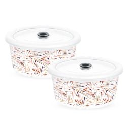Larah by Borosil Multicolor Opalware Storage Bowls with Lids - Set of 2 image 2