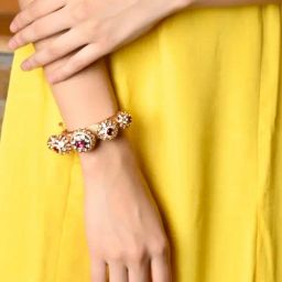 Odette Women Stylish White Stone Studded Gold Bracelet-image-48