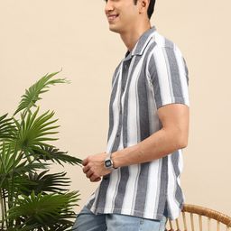 Mast & Harbour Striped Waffle Textured Casual Shirt-image-23