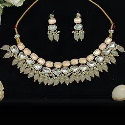 NIPSTec Orange Alloy Artificial Stones & Beads Jewellery Set-picture-38