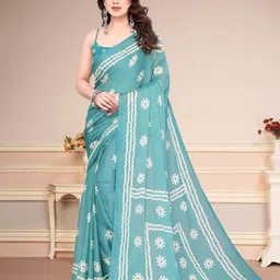 SUPERLAXMI Batik Printed Pure Chiffon Block Print Saree-picture-12