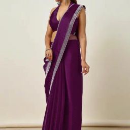 Soch Wine Embellished Saree With Unstitched Blouse-picture-36