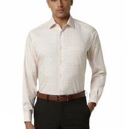 Van Heusen Beige Cotton Regular Fit Checks Shirt-picture-15