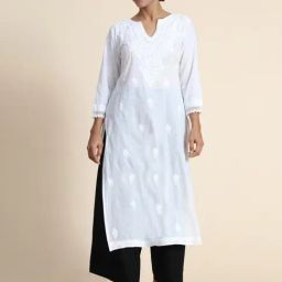 House Of Kari Hand Embroidery Chikankari Kurti White-image-18
