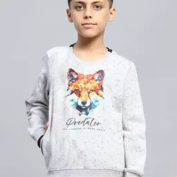 Monte Carlo Boys Grey Melange Printed Full Sleeves Sweatshirt-picture-28