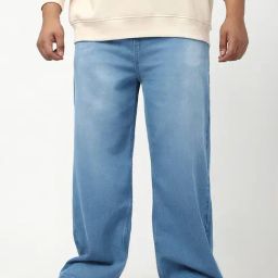 Bewakoof Blue Cotton Flare Fit Self Designed Plus Size Jeans-picture-10
