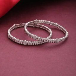 Priyaasi Silver AD Studded Handcrafted Round Bangle Set of 2-21