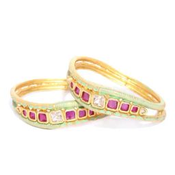 Priyaasi Multicolor Stone-Studded Handcrafted Round Bangle Set of 2-34
