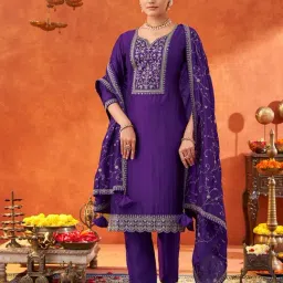 Shaily Purple Embroidered Suit Set-picture-32