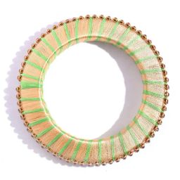 Priyaasi Peach & Green Handcrafted Round Bangle Set of 18 image 4