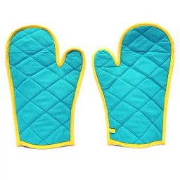 Swayam Blue Cotton Casement Pack of 2 Oven Gloves-11