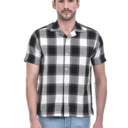Numero Uno Black Relaxed Fit Checks Shirt-image-45
