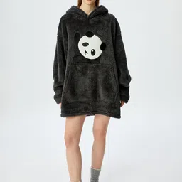Koton Women Hooded Self Design Pullover Sweater-image-38