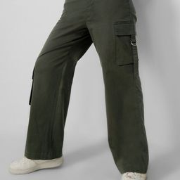 The Souled Store Women Straight Fit High-Rise Cargos Trousers-image-26