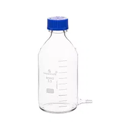 Supertek 500 ml Clear Aspirator Bottle GL45 With Screw Cap and Tubulation, 12.156.0500-33