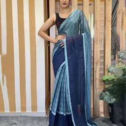 DIVASTRI Striped Pure Chiffon Ready to Wear Jamdani Saree-image-71