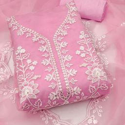 MANVAA Embroidered Organza Unstitched Dress Material-picture-3