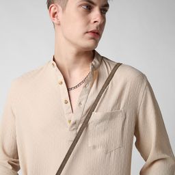 VASTRADO Self Design Mandarin Collar Straight Short Kurta-image-92